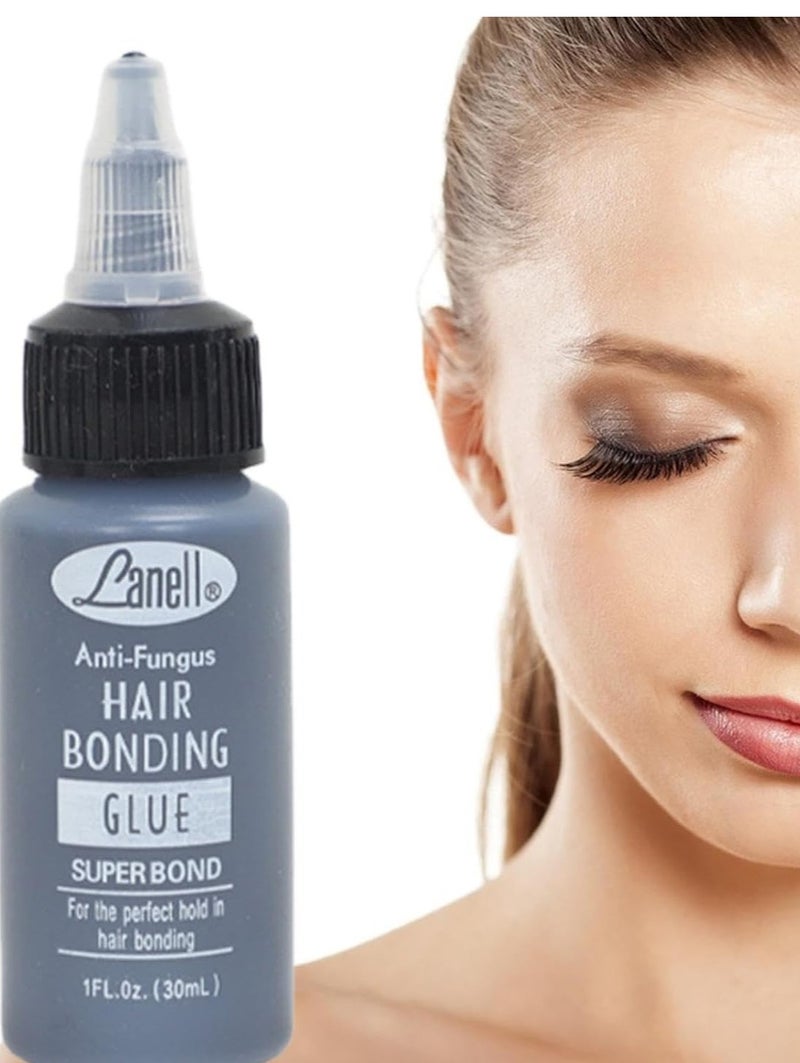 لانيل غراء سوبر بوند المضاد للفطريات لتطويل الشعر - لاصق مقاوم للماء يدوم طويلاً لتركيب الشعر المستعار بسرعة، وتثبيت الشعر المستعار، وتصفيف الشعر في الصالونات، تركيبة خفيفة الوزن وغير لزجة مع طرف دقيق، 1 أونصة - Image 1